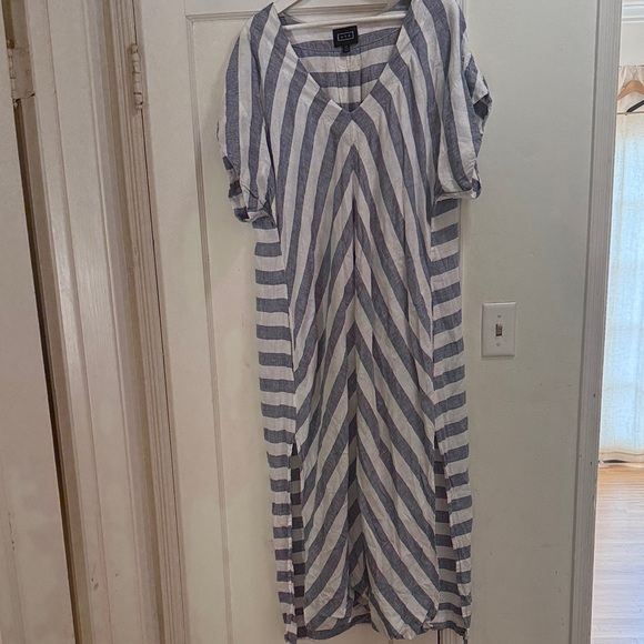 AYR Navy and White Striped Maxi Dress - Picture 1 of 4